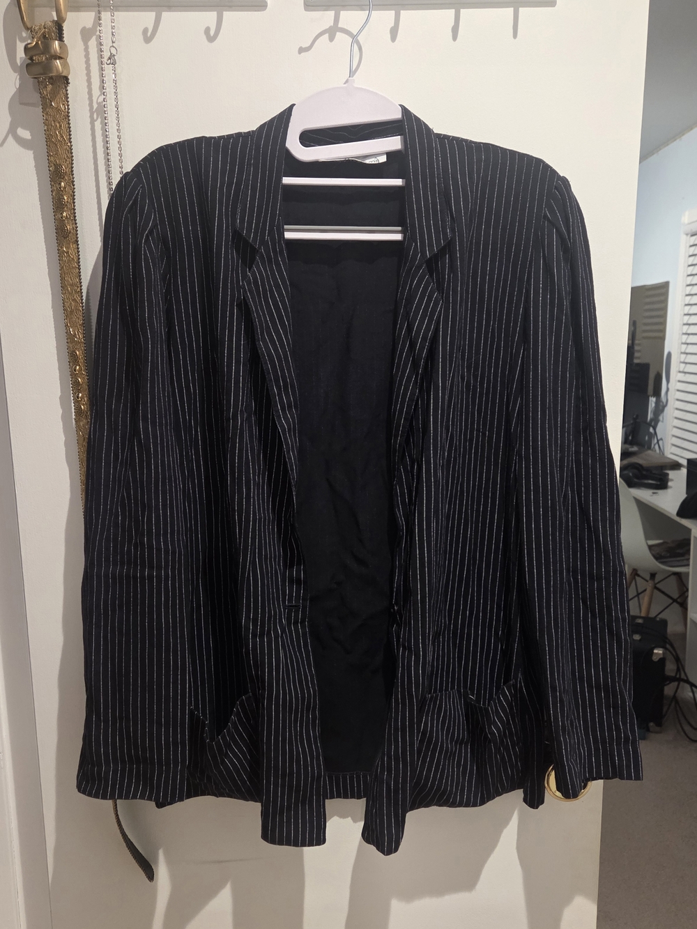 Vintage Lloyd Williams Black Pinstripe Blazer Jacket